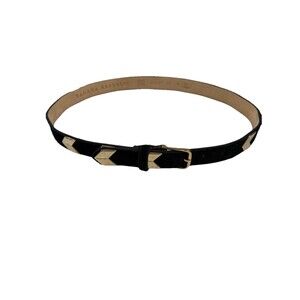 Banana Republic Women’s Belt XS Black Suede Leather Gold Accents Turkey EUC Vtg